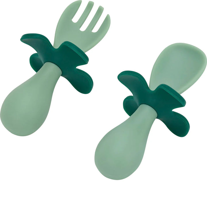 Green Flower Fork & Spoon Set