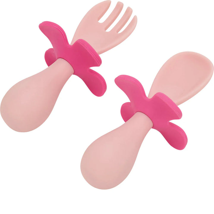 Pink Flower Fork & Spoon Set