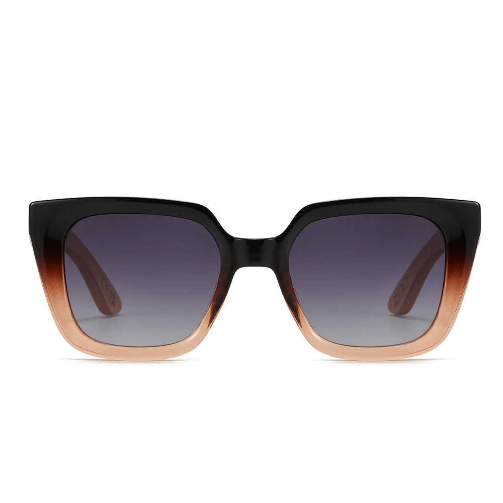 SOLUNA OMBRE l Sunglasses l Black Polarised Lens l Walnut Maple Arm