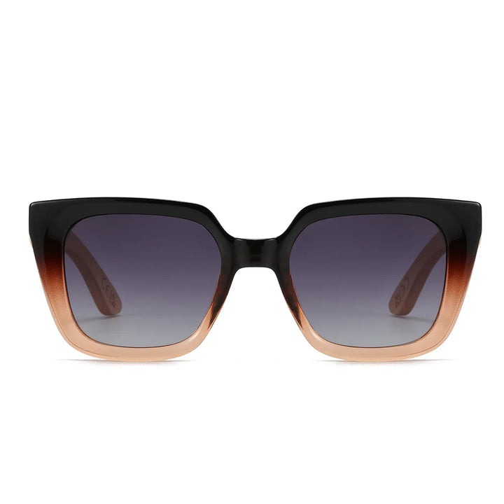 SOLUNA OMBRE l Sunglasses l Black Polarised Lens l Walnut Maple Arm