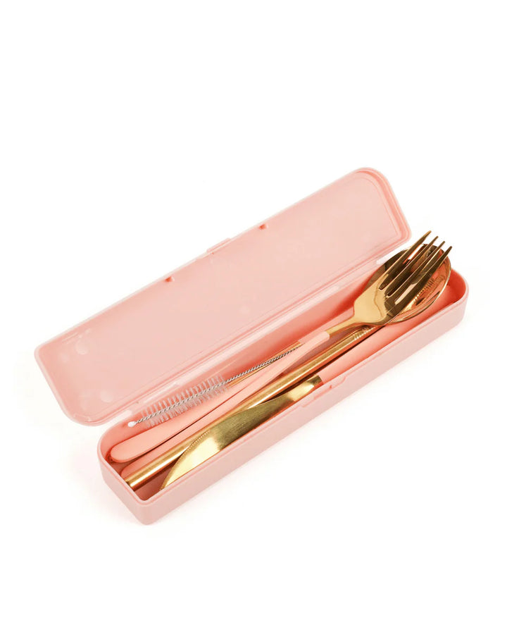 Take Me Away Cutlery Kit - Gold with  Blush Handle