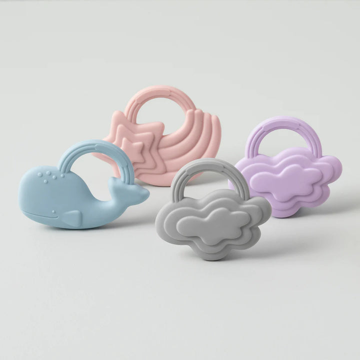 2PK SILICONE TEETHER - WHALE & CLOUD