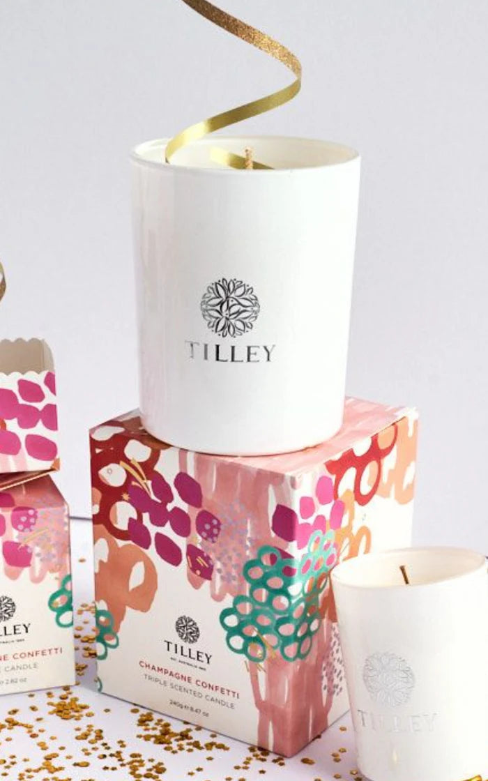 Limited Edition Classic White Champagne Confetti Candle