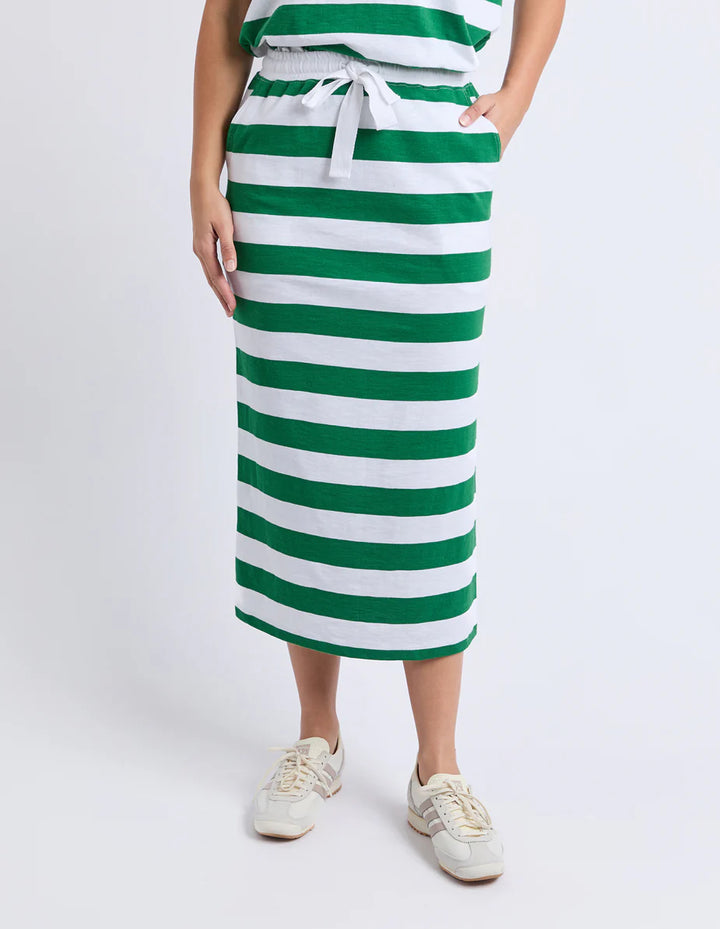 Tallow Skirt Green and White Stripe