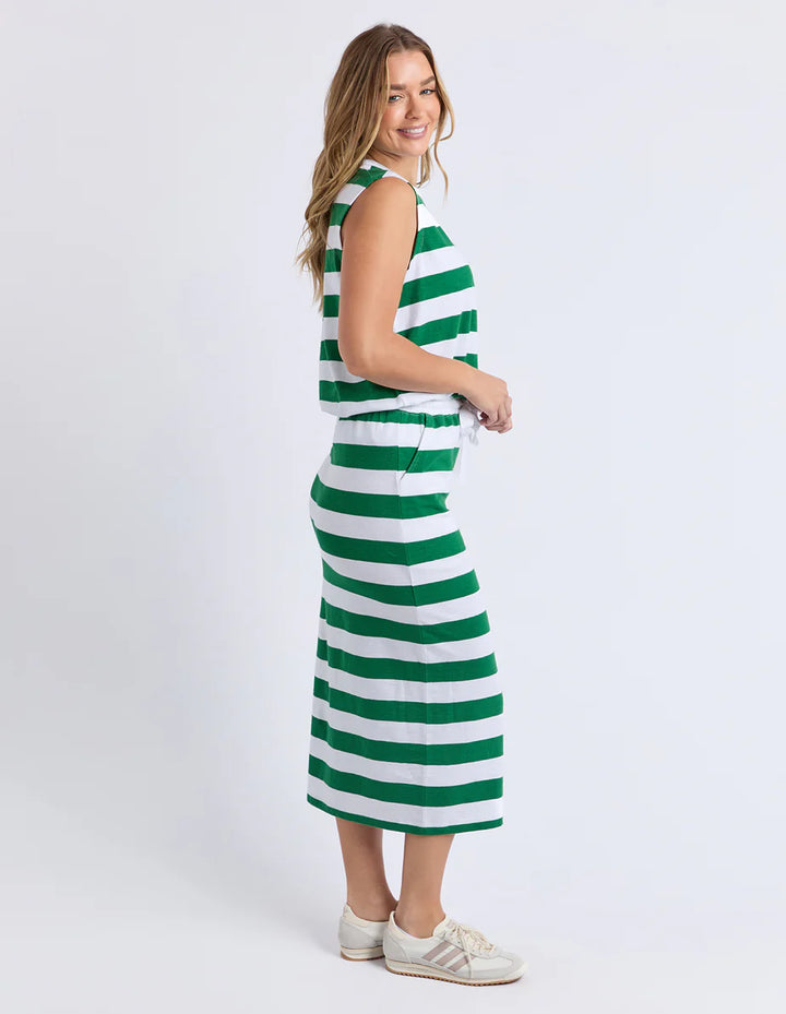 Tallow Skirt Green and White Stripe