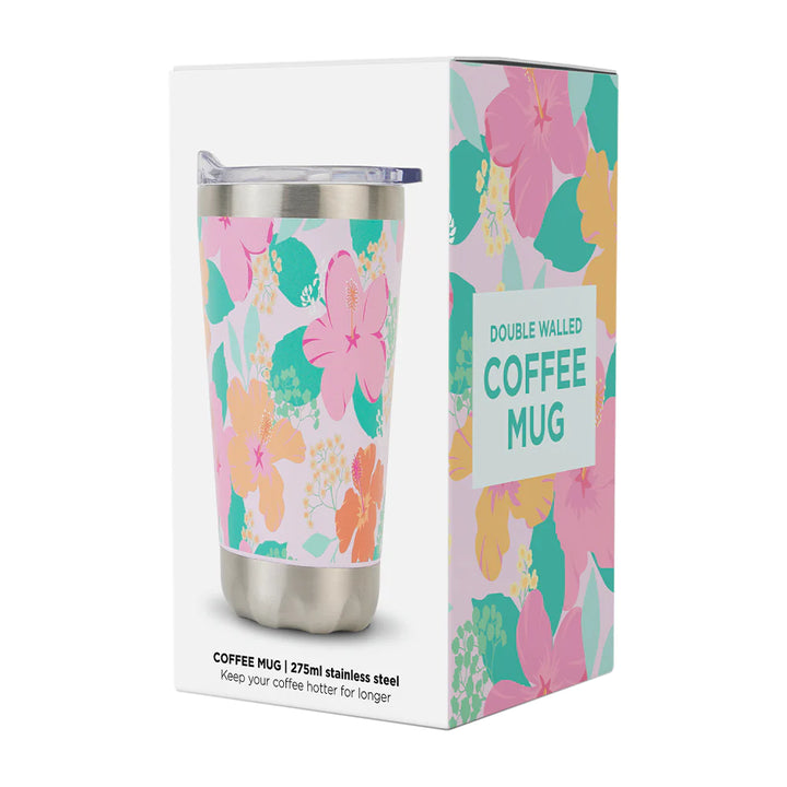 Coffee Mug- Double Wall - Stainless Steel - Hibiscus
