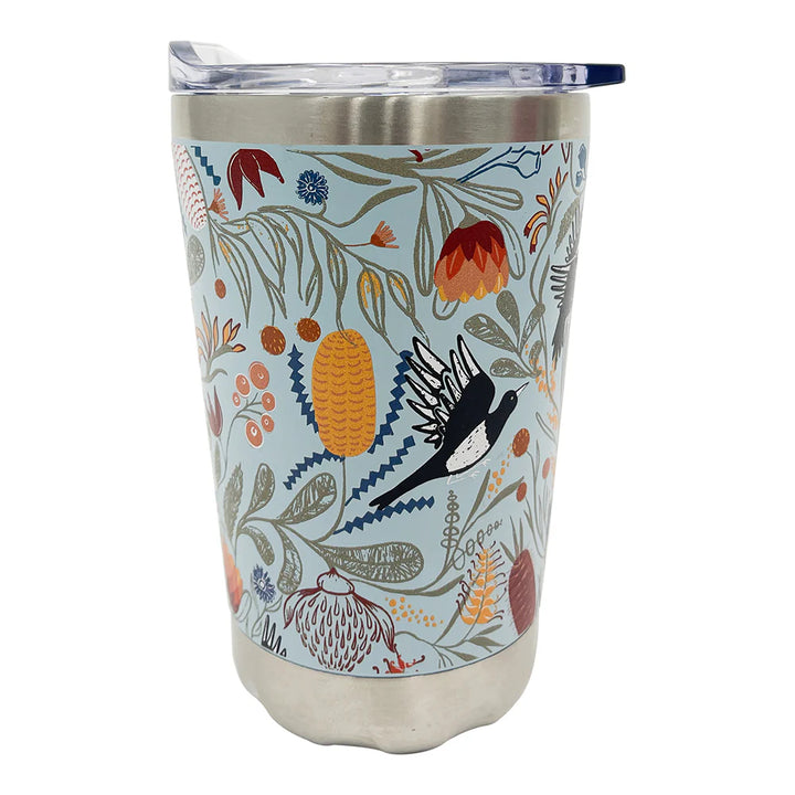Coffee Mug- Double Wall - Stainless Steel - Magpie Floral