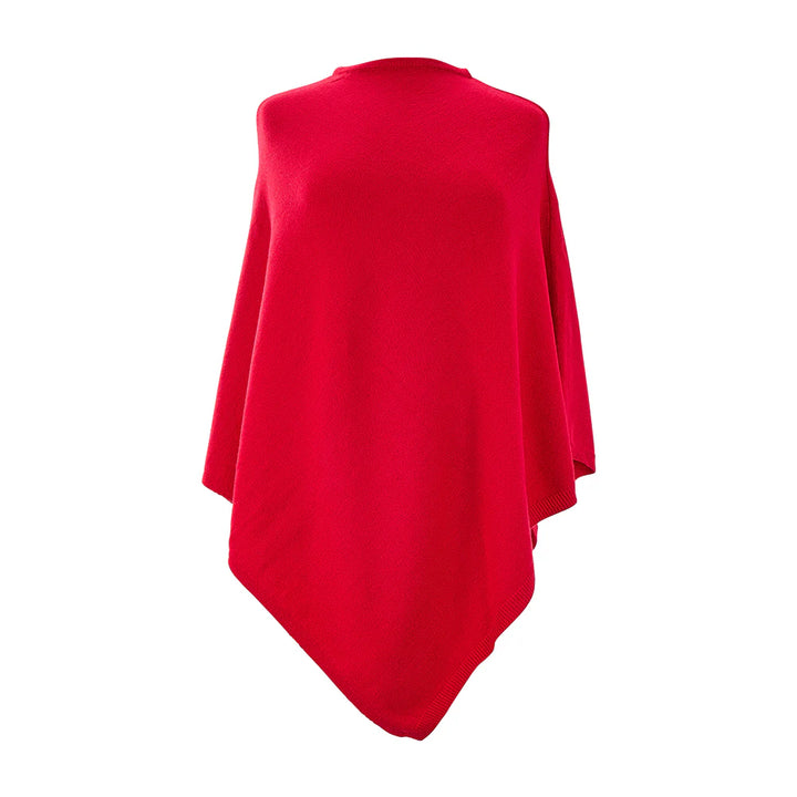 KNIT PONCHO - CHERRY RED
