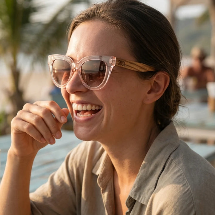 FLUTTER Blush l Sunglasses l Brown Lens l Walnut Wood Arms