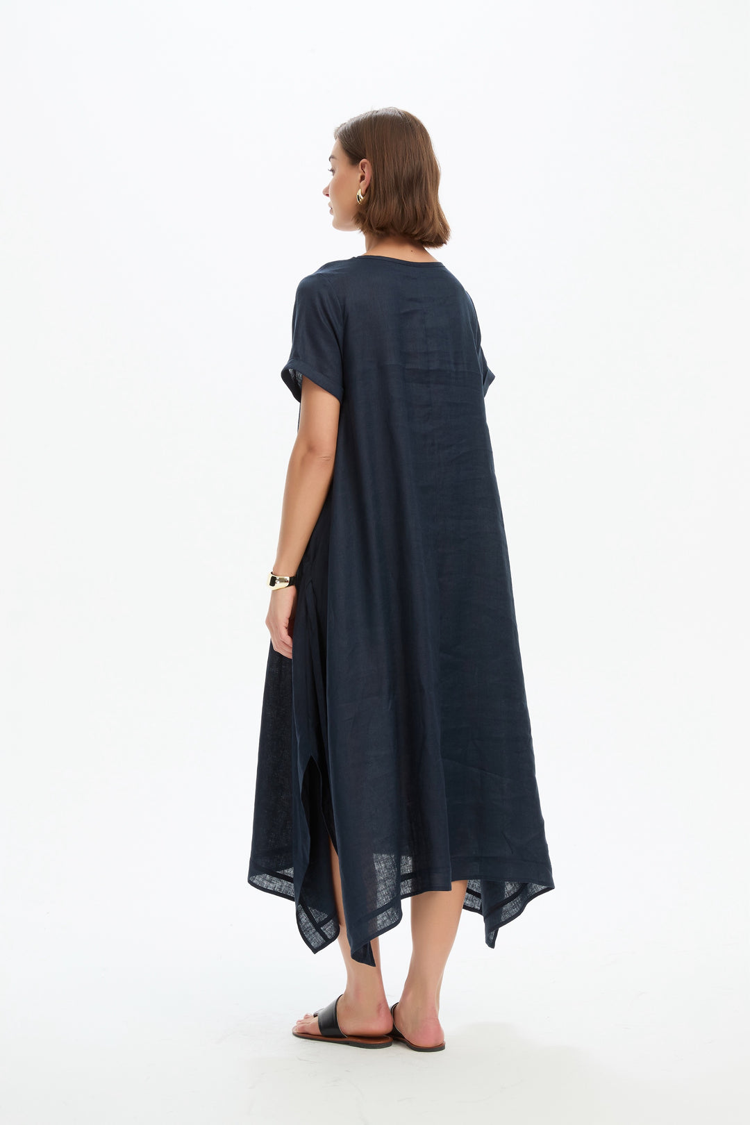 Gather Tie Dress - Navy