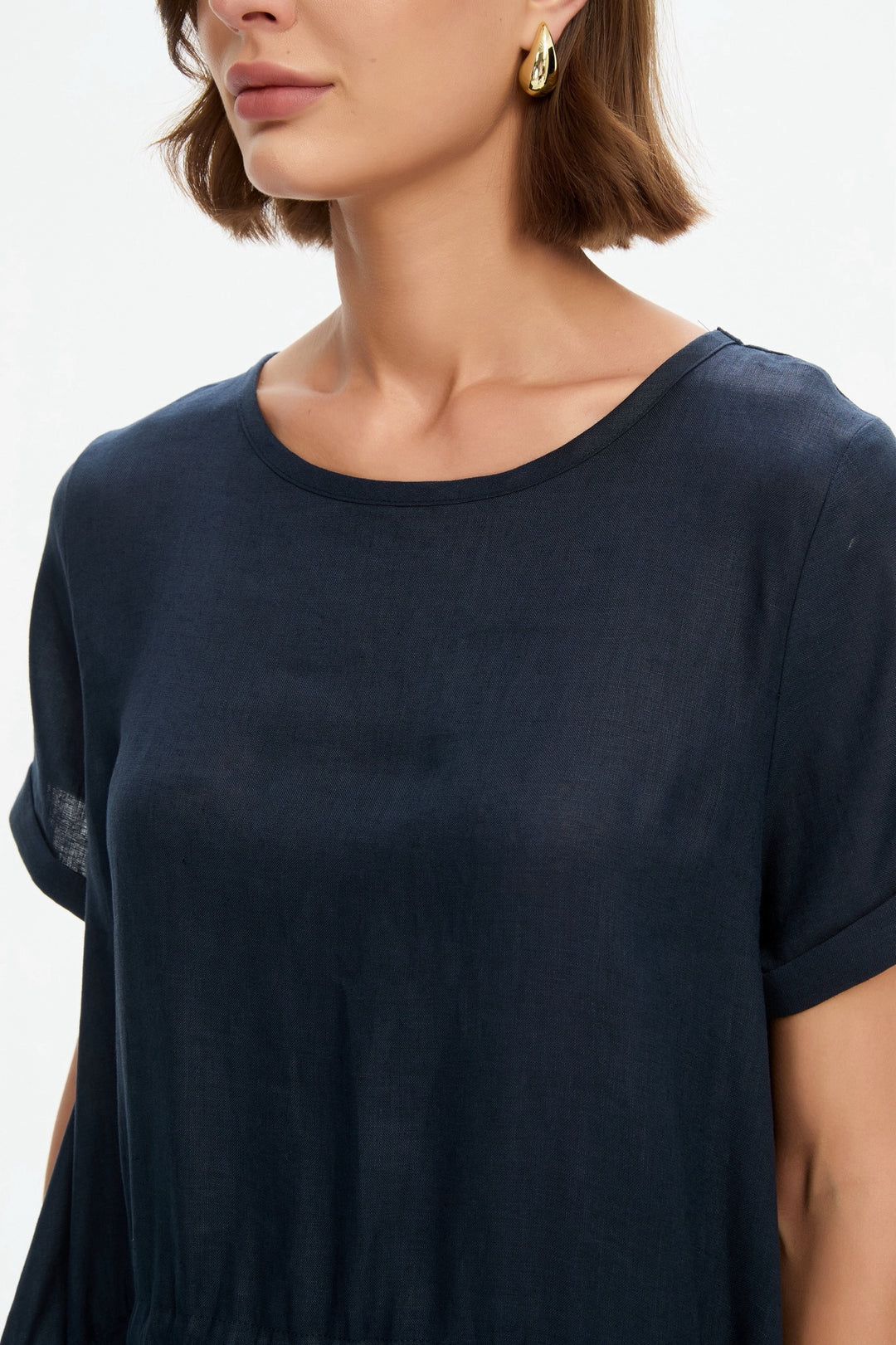 Gather Tie Dress - Navy