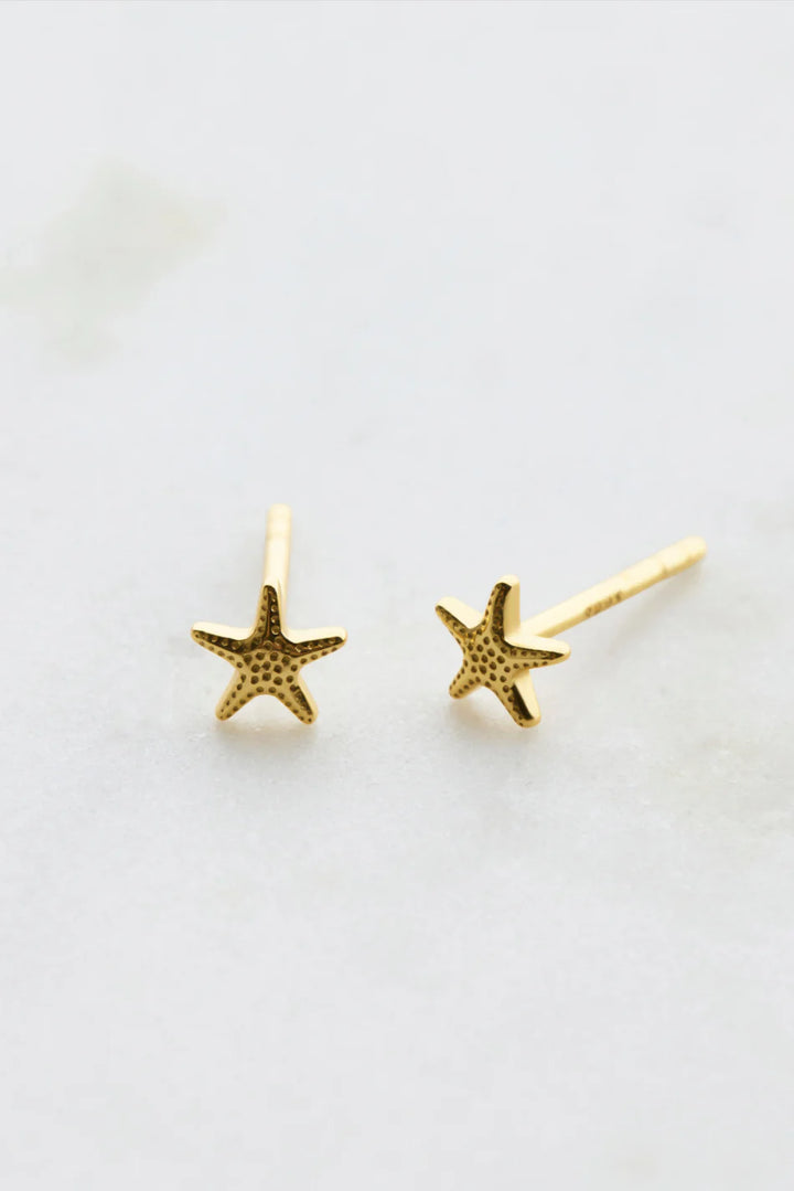 Starfish Stud Earring - 925 Sterling Silver - Gold