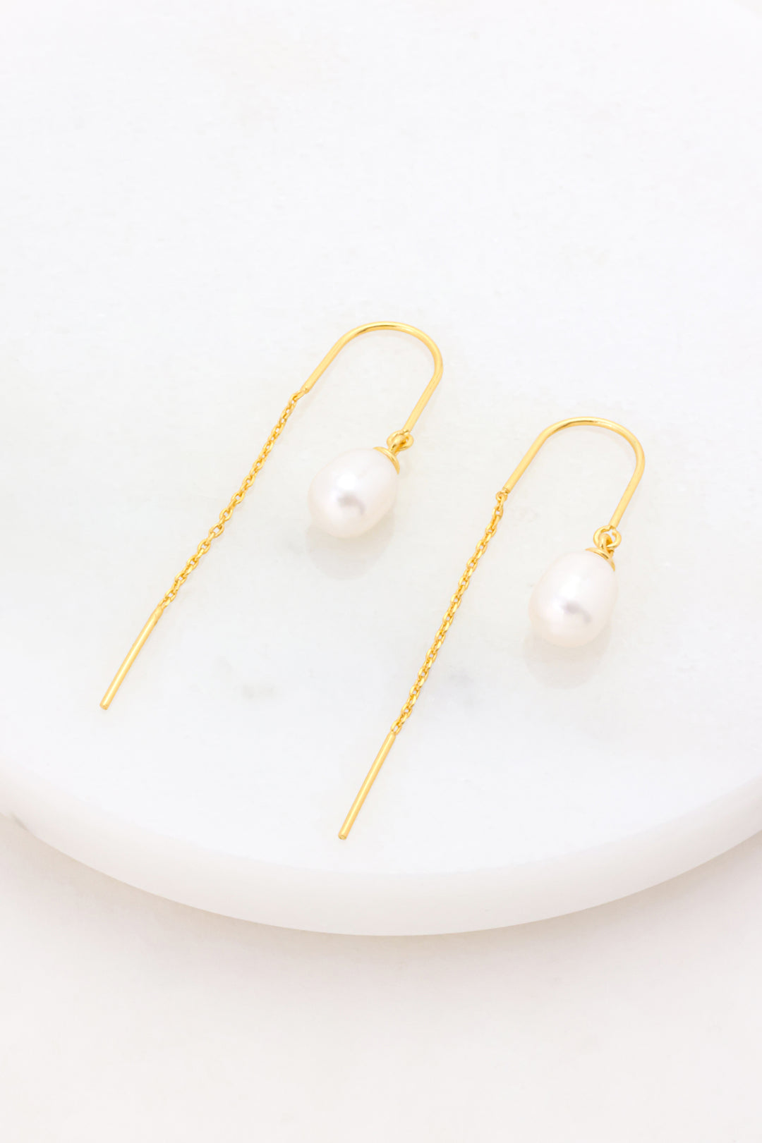Talia Thread Earrings - Pearl