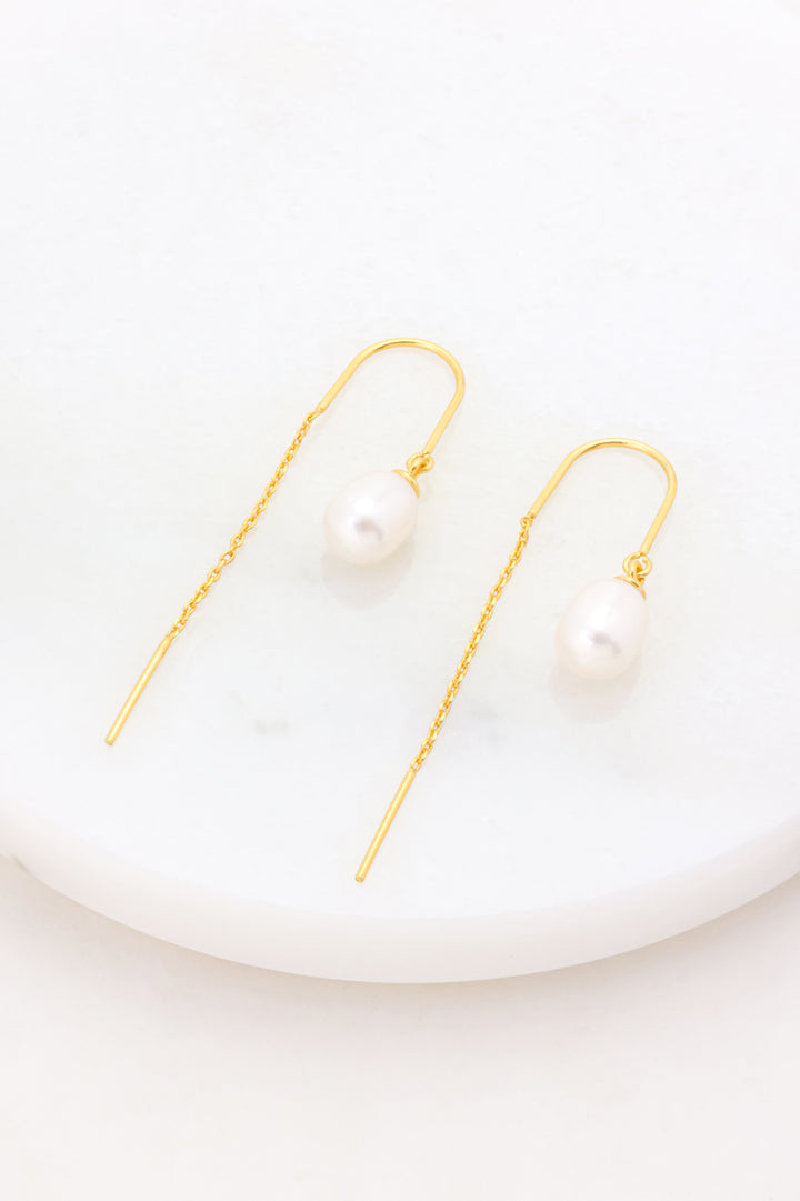 Talia Thread Earrings - Pearl