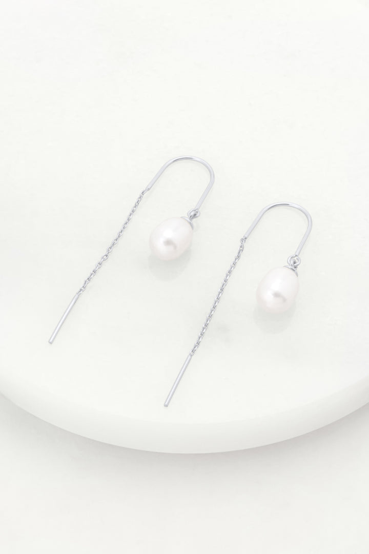 Talia Thread Earrings - Pearl