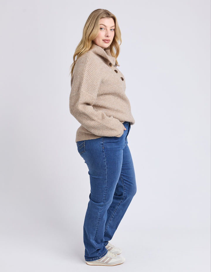Bron Button Knit - Oat