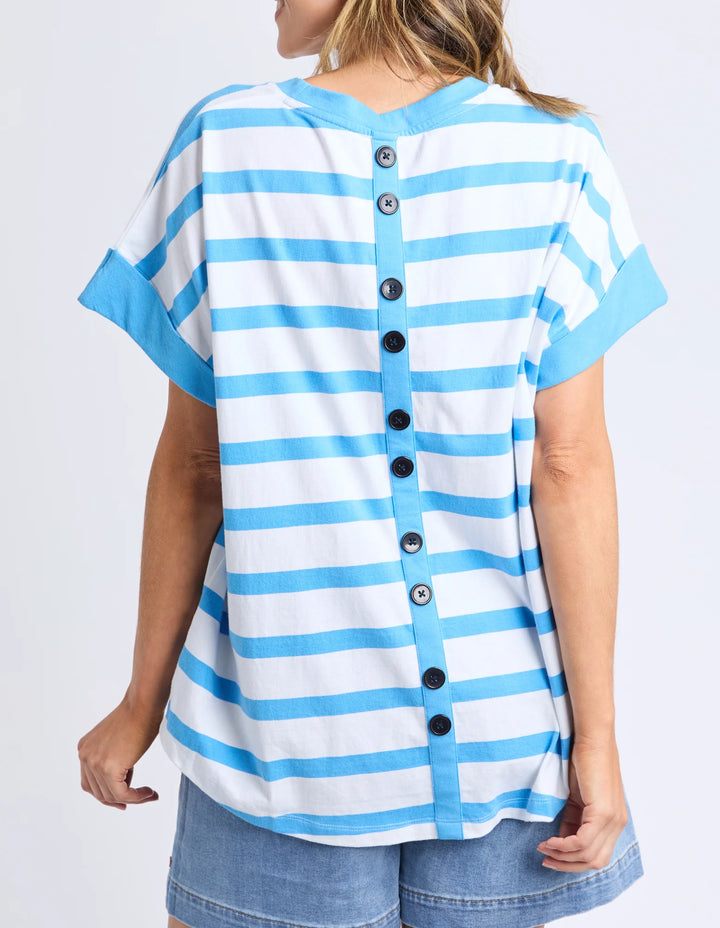 Maddison Tee Azure Blue & White Stripe
