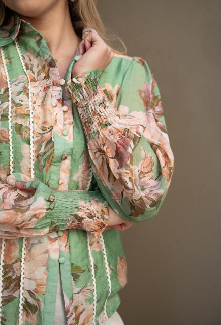 Peony Lace Trim Blouse