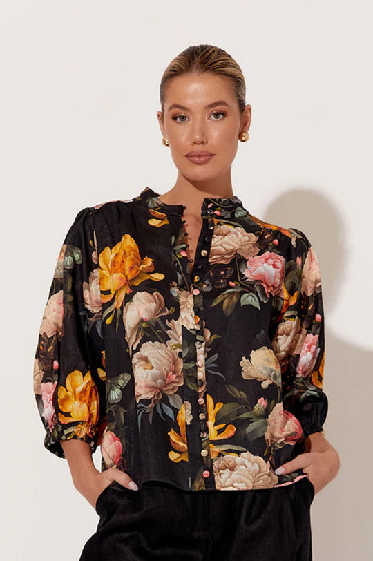 LILIAN FLORAL 3/4 SLEEVE SHIRT (FLORAL)