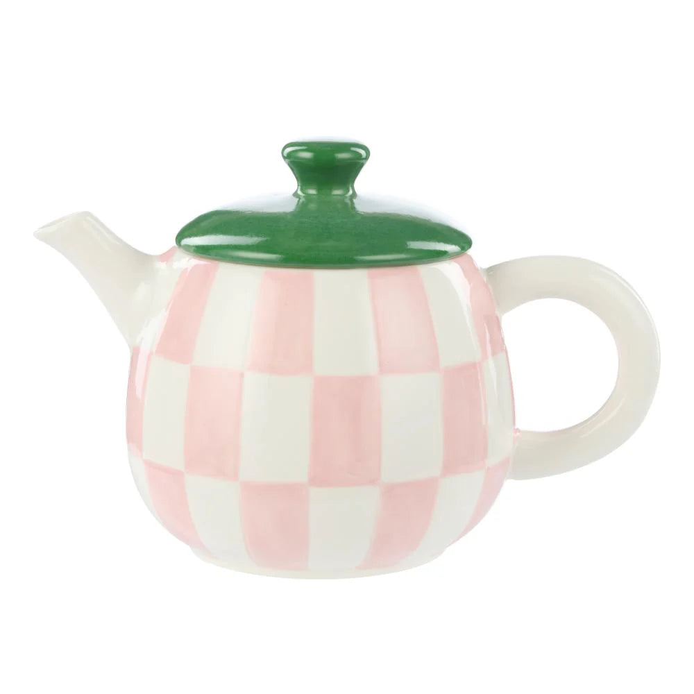 Check Teapot - Pink and Green