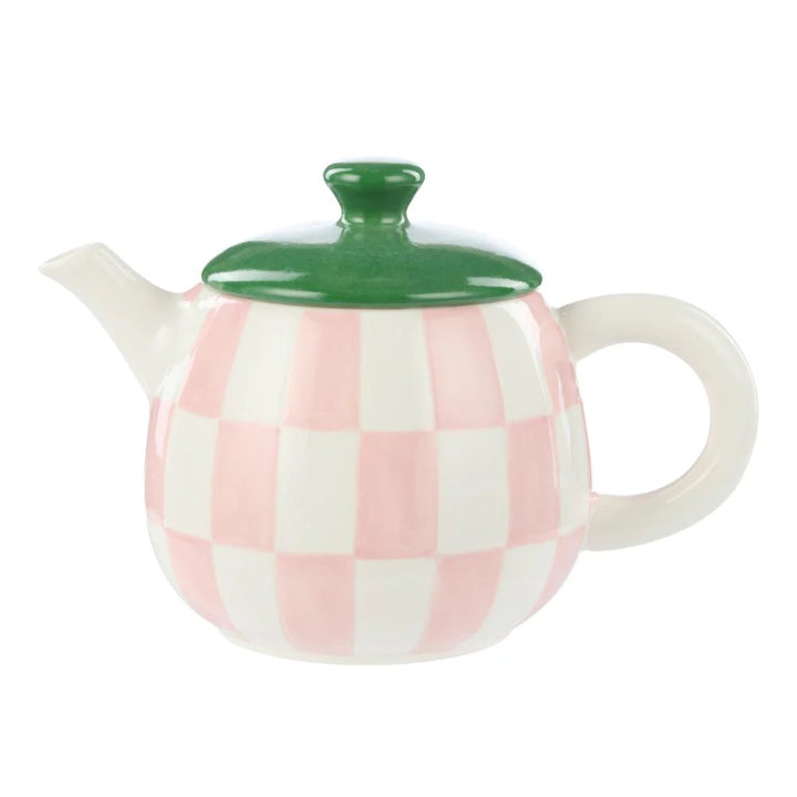 Check Teapot - Pink and Green
