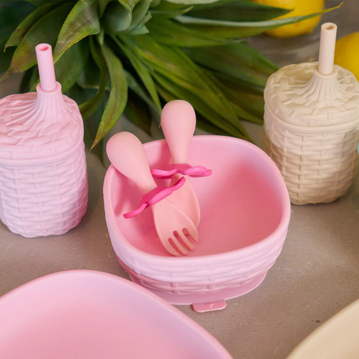 Pink Flower Fork & Spoon Set