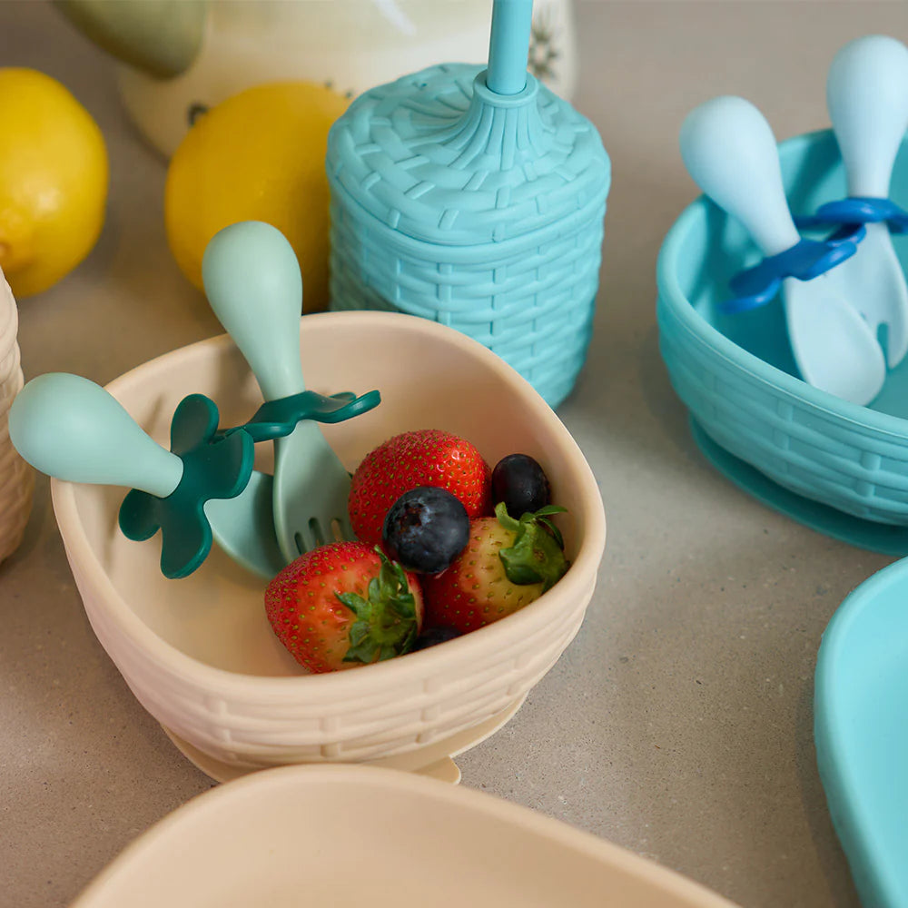 Green Flower Fork & Spoon Set