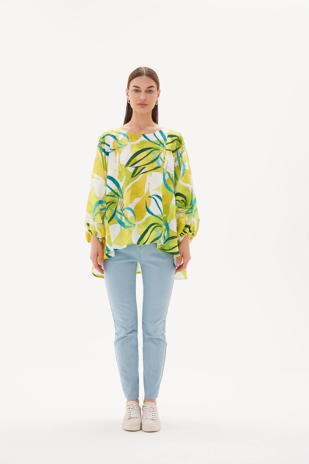 Elastic Gather Volume Blouse - Garden Print