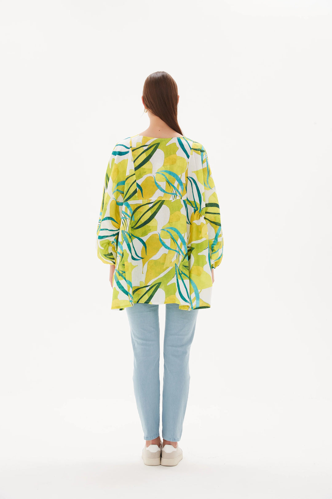 Elastic Gather Volume Blouse - Garden Print