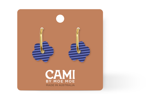 Cami Striped Flower Bold Hoops