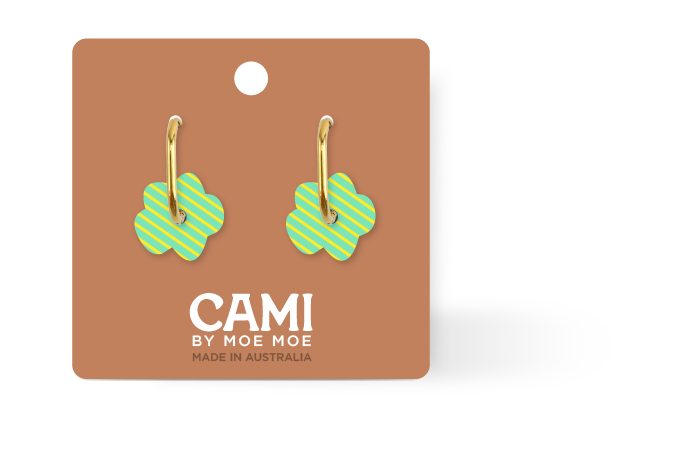 Cami Striped Flower Bold Hoops