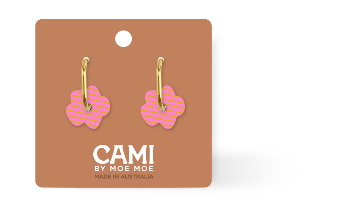 Cami Striped Flower Bold Hoops
