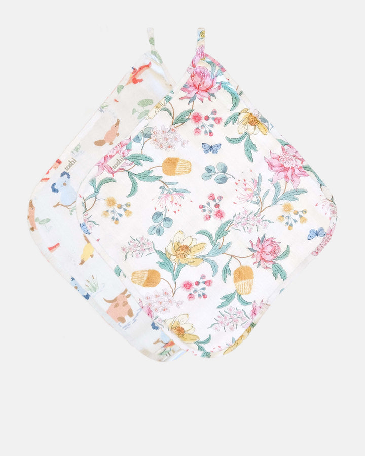 Baby Washcloth Muslin-2pcs - Waratah Dawn