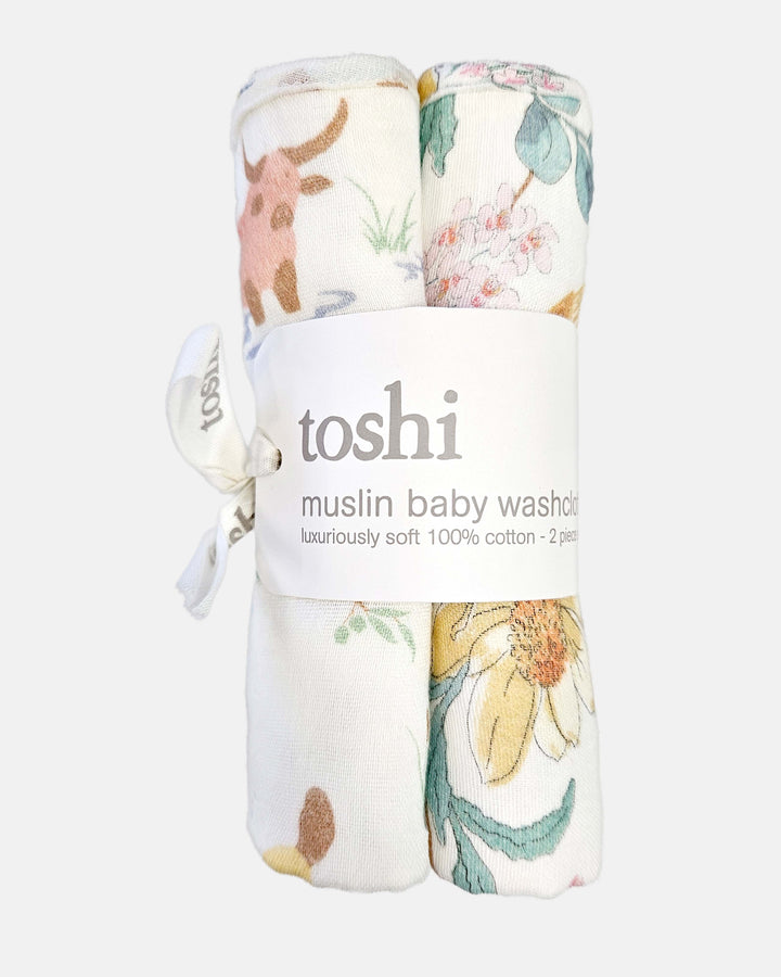 Baby Washcloth Muslin-2pcs - Waratah Dawn