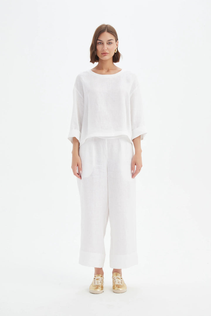 PLEAT HEM TOP - WHITE