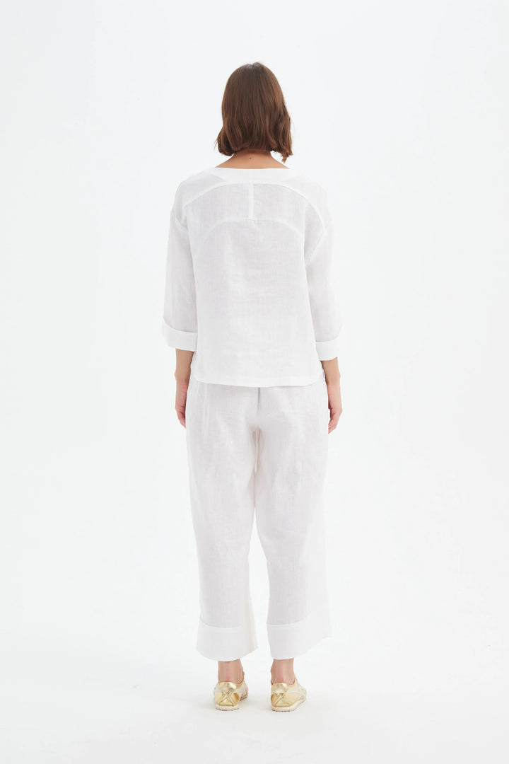 PLEAT HEM TOP - WHITE