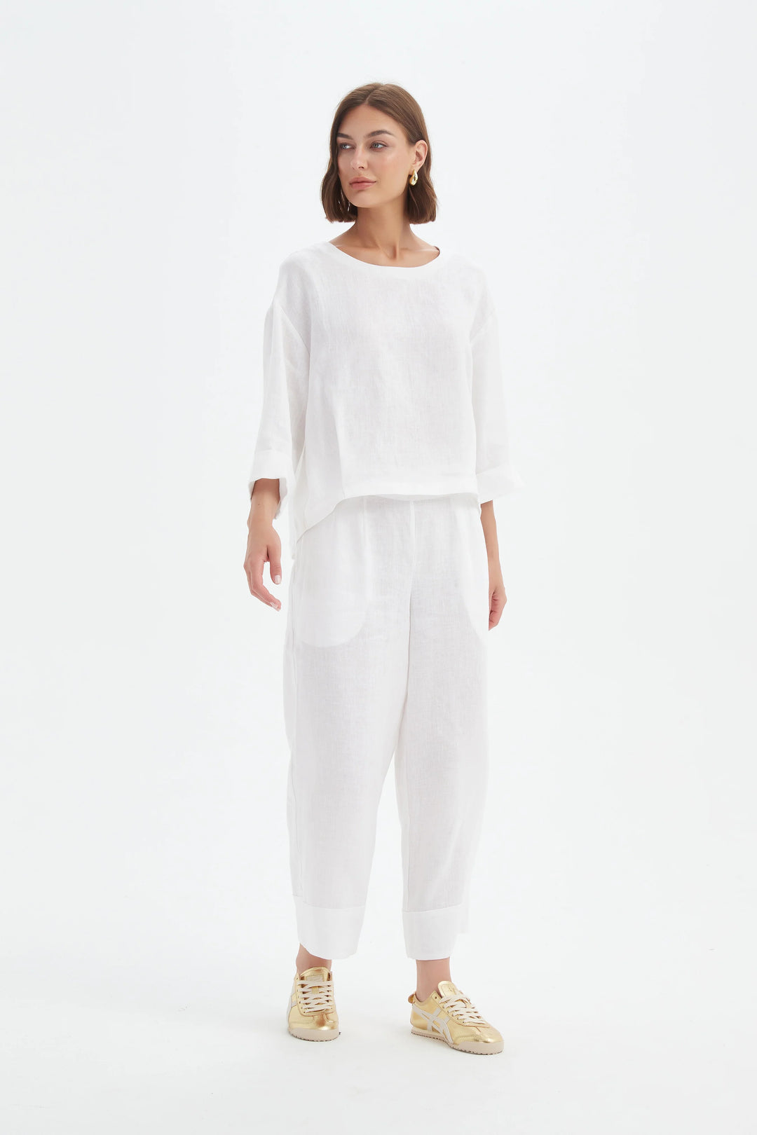 PLEAT HEM TOP - WHITE