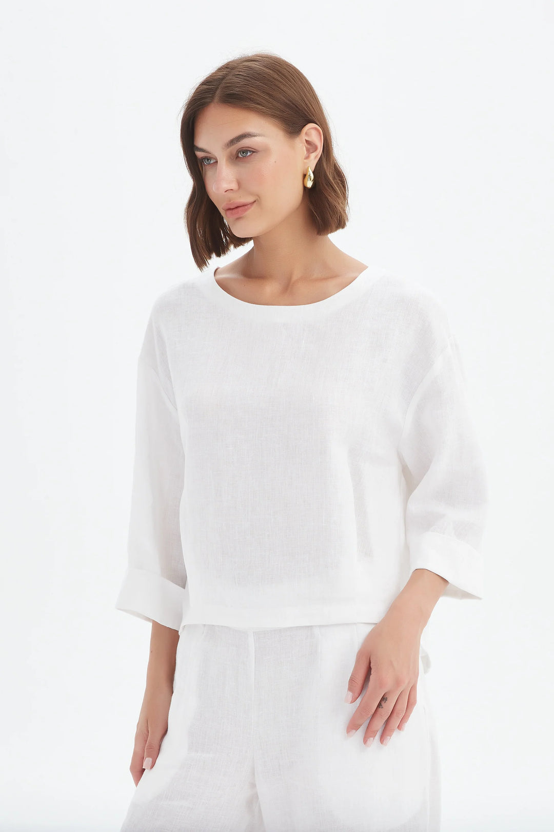 PLEAT HEM TOP - WHITE