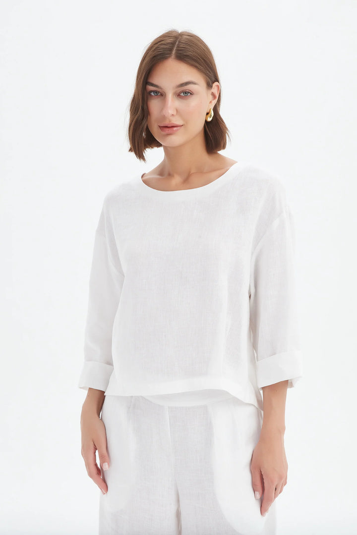 PLEAT HEM TOP - WHITE