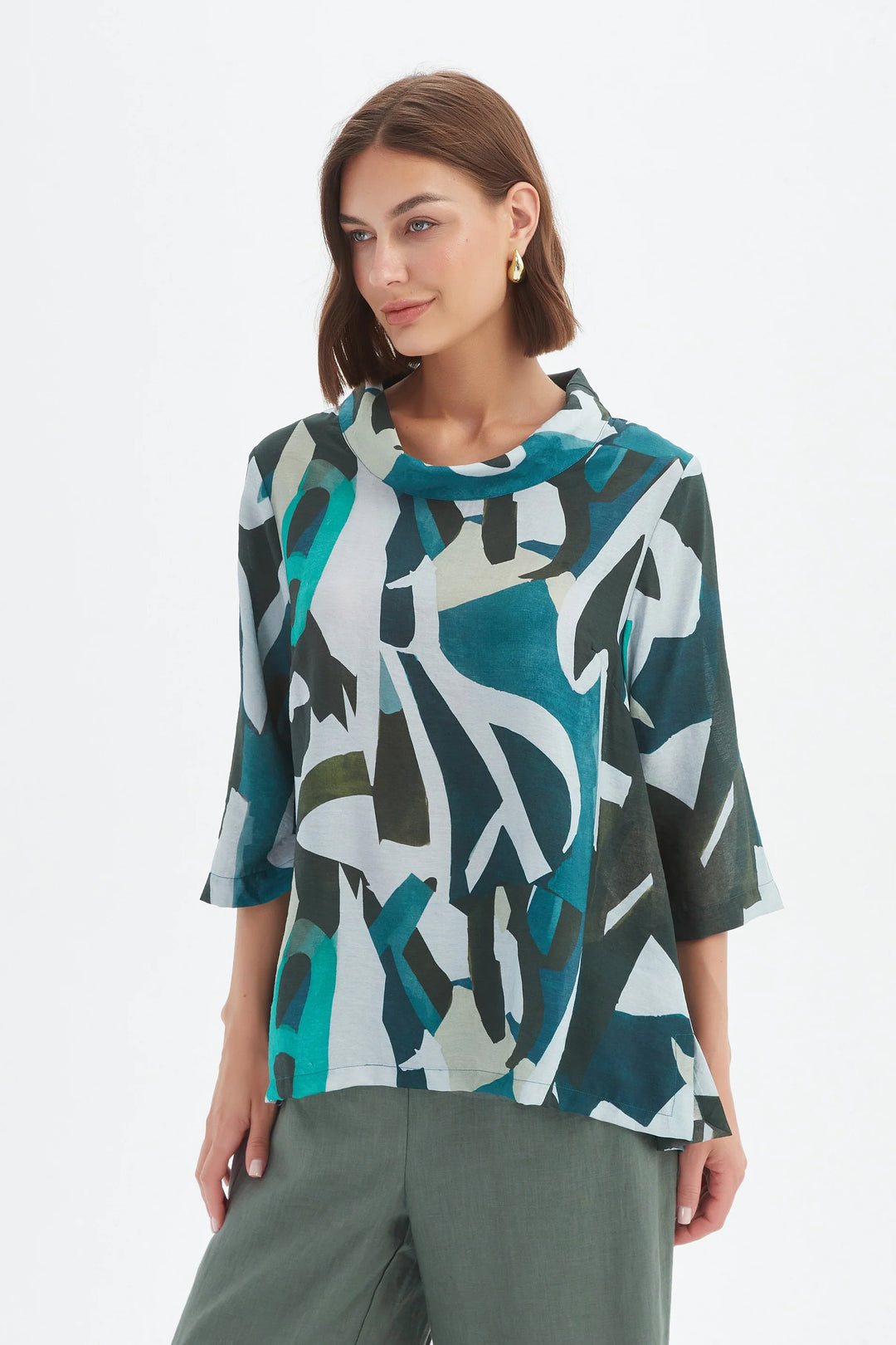 HIGH NECK PRINT TOP