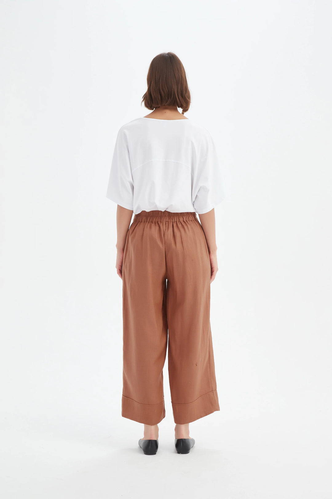 WIDE LEG LINEN PANT-Cedar
