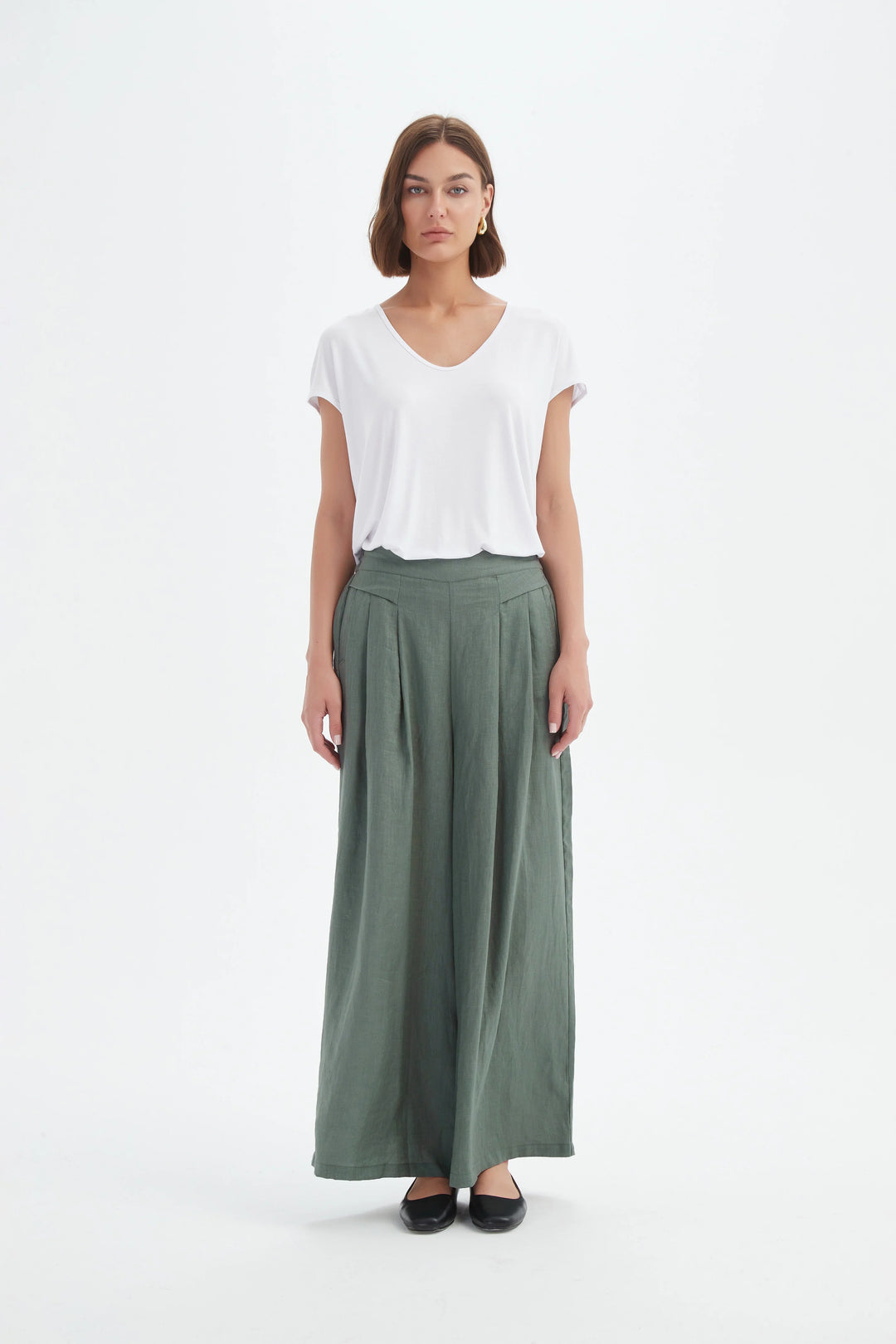 PLEAT FRONT PALAZZO PANT-Petrol