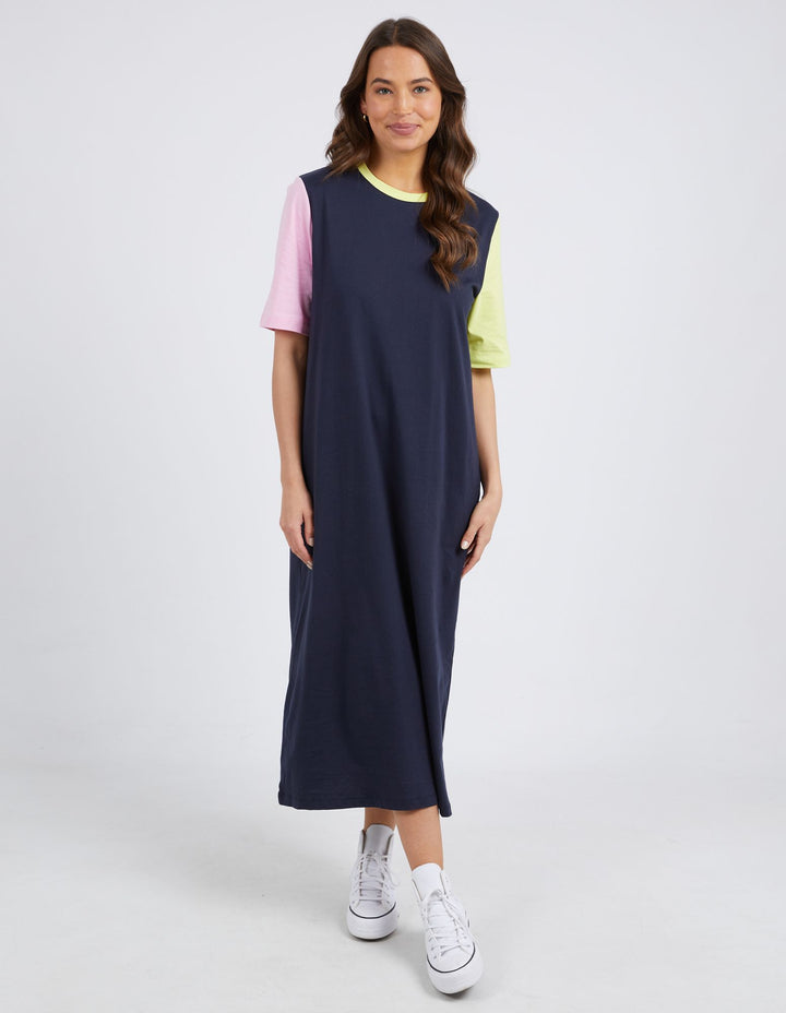 Cherry Block Tee Dress Navy