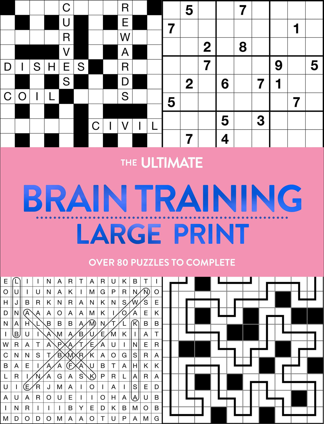 Large Print Puzzle Book - Brain Training - Pink