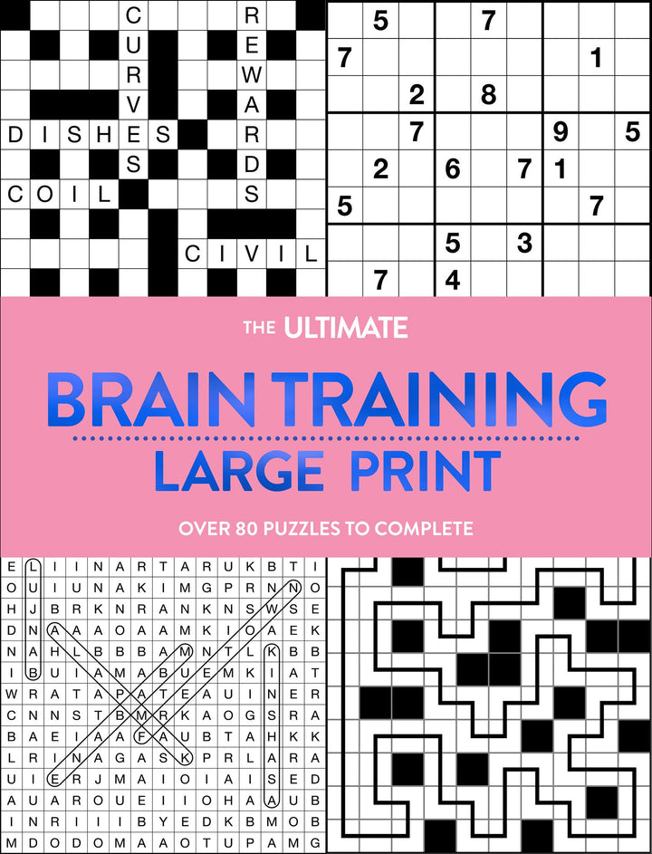 Large Print Puzzle Book - Brain Training - Pink