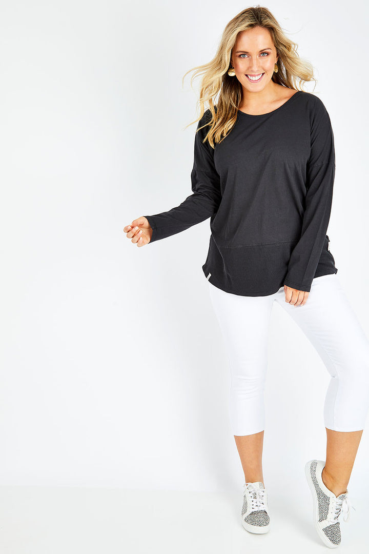 Rib Long Sleeve Washed Black