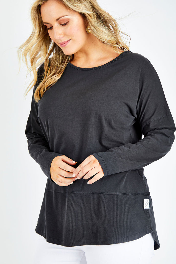Rib Long Sleeve Washed Black