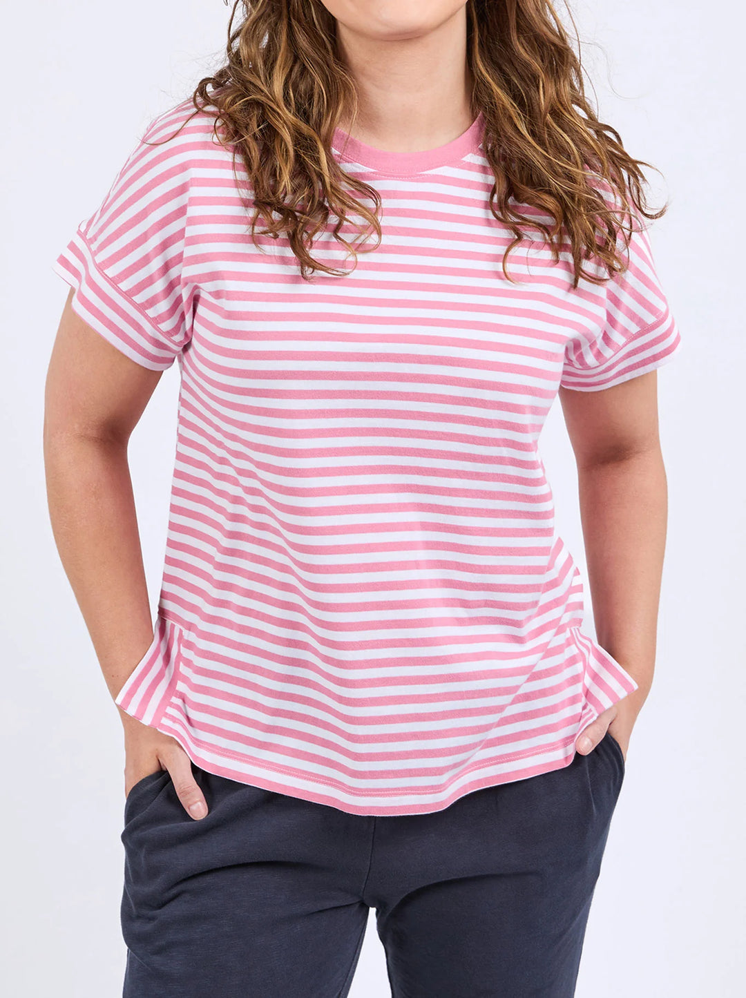 Yara Stripe Short Sleeve Tee - Chateau Rose