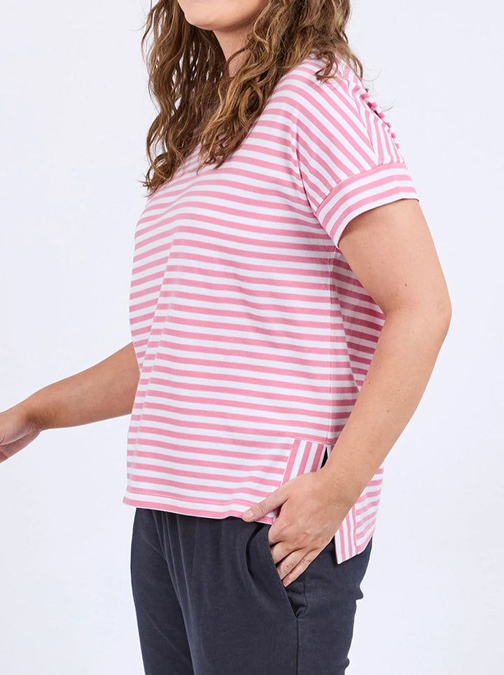 Yara Stripe Short Sleeve Tee - Chateau Rose