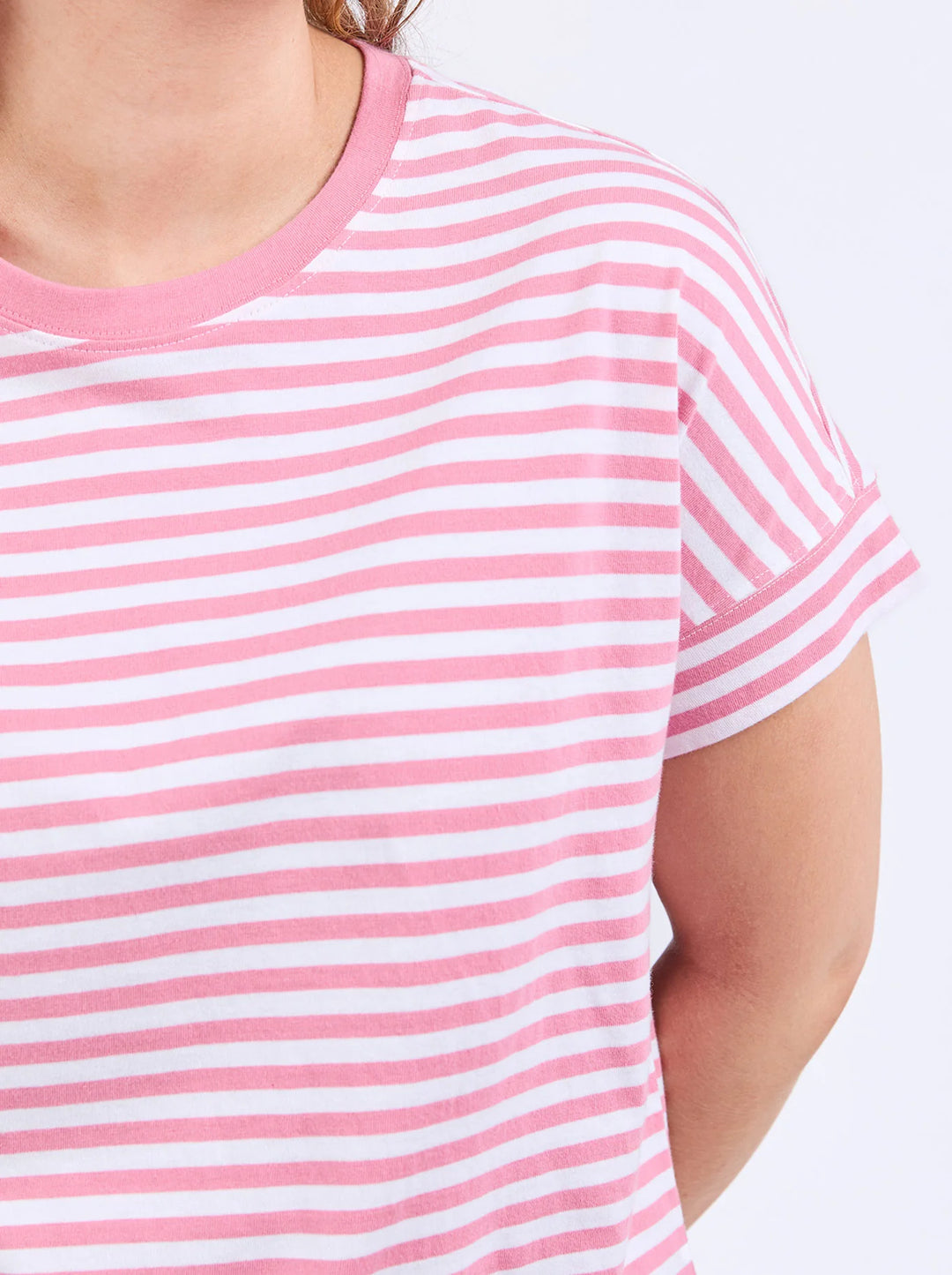 Yara Stripe Short Sleeve Tee - Chateau Rose